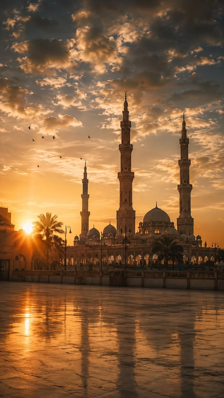 Subah ki roshni mein masjid ka sehan